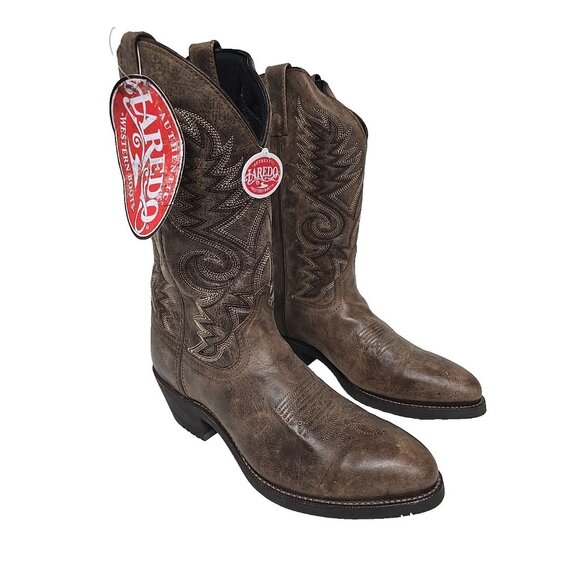 Laredo Men's 68388 Riley Leather Cowboy Western Boot Taupe Size 9D